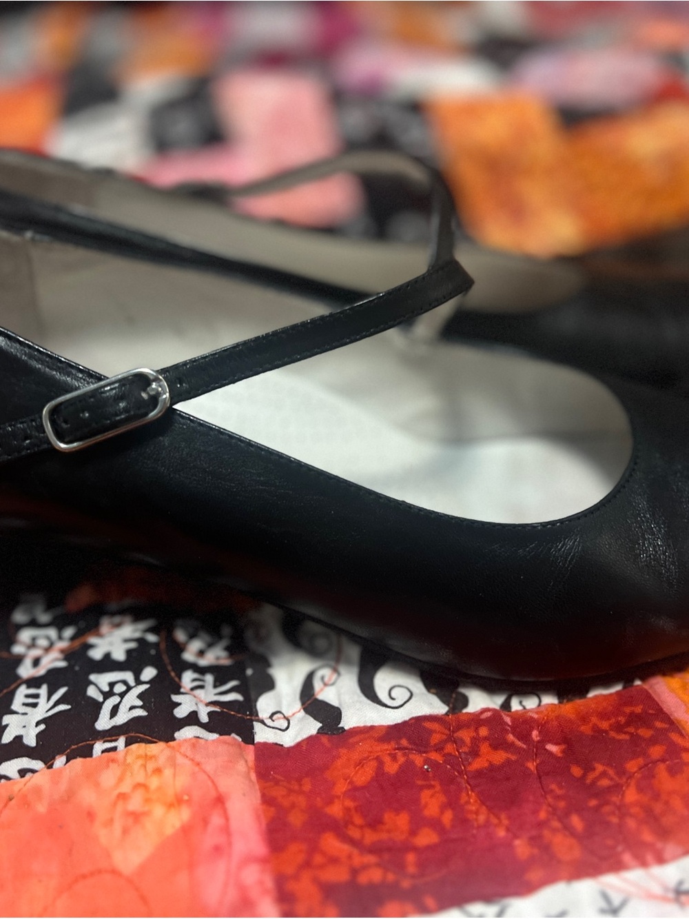 Women's Black Mary Jane Flats with Slim Adjustable Strap